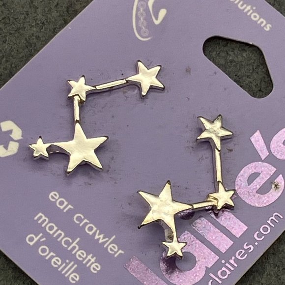 Claires Ear Crawler Earrings New As Is Silver Star Sensitive Solutions Zig Zag - Picture 4 of 7